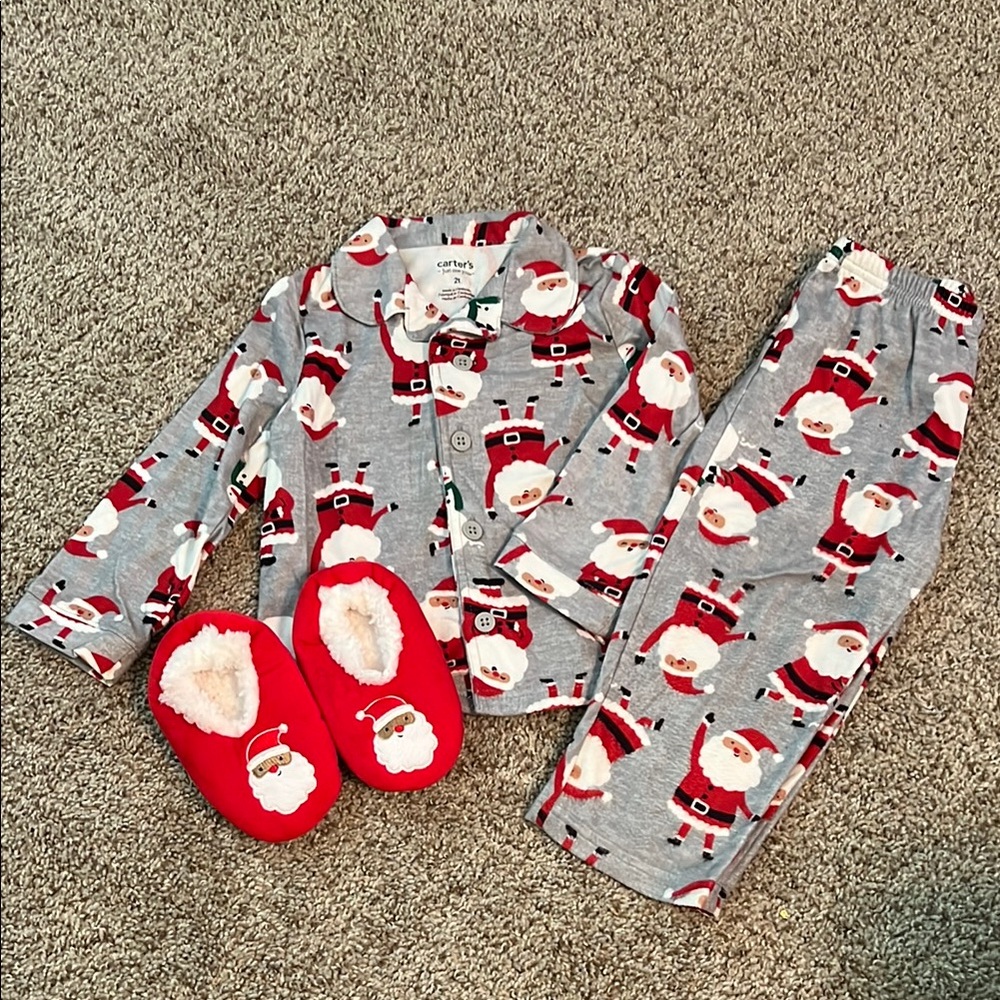 Toddler Christmas Pajama Set with slippers